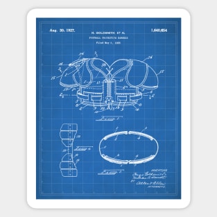 Football Pads Patent - Football Player Team Coach Art - Blueprint Sticker